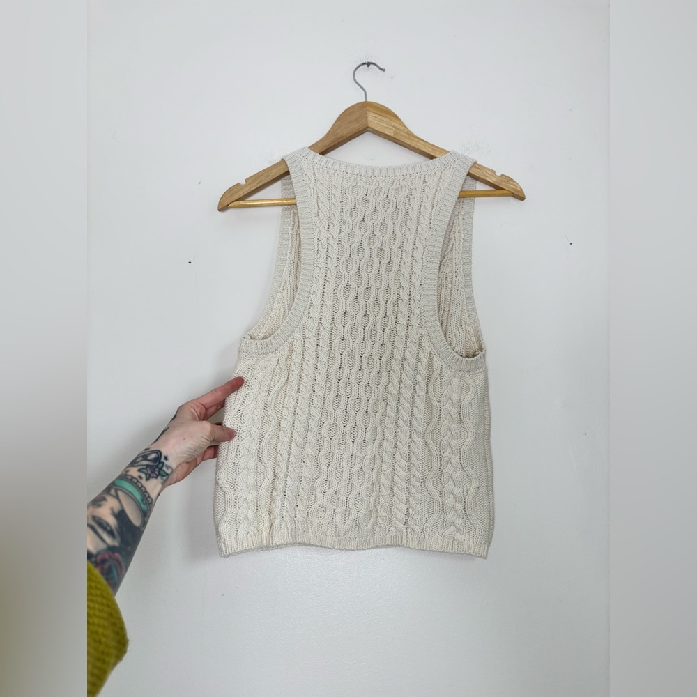 Free People High Tide Cable Tank In Ivory - Picture 8 of 9